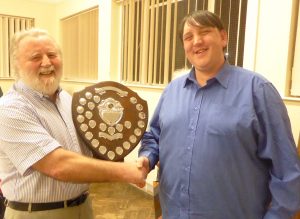 Chair Councillor Hopkin Thomas and David Knight of the Six Bells Coity